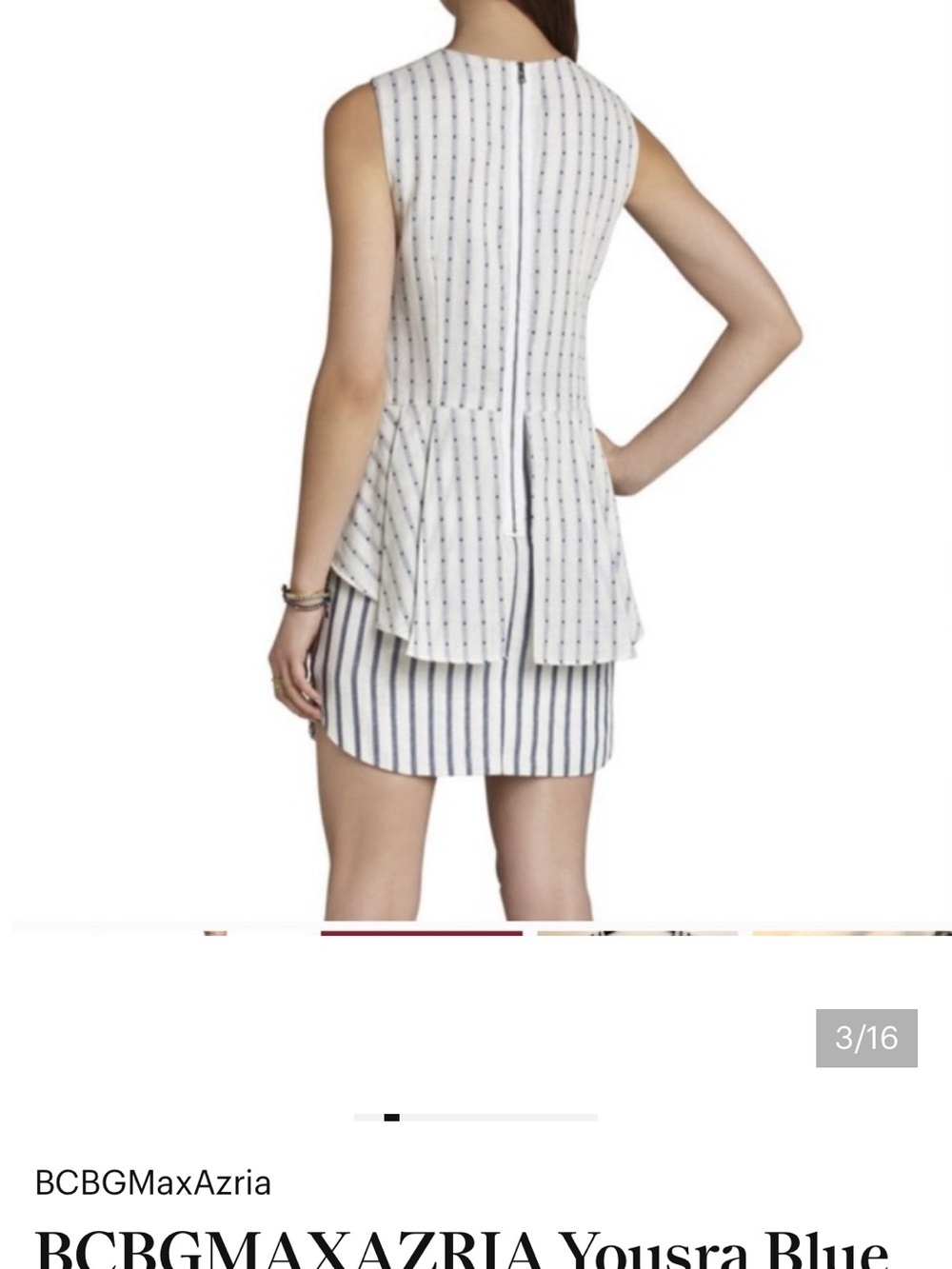 BCBGMaxAzria White and Navy Striped Mini Skirt